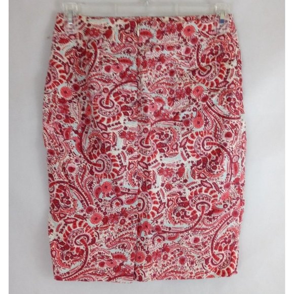 Loft Women's Red, White, & Blue Floral Pencil Skirt Size 4 - Picture 2 of 6